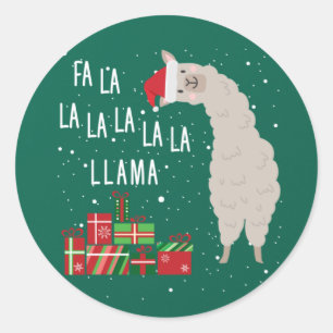 Sticker Rond Fa La Llama Chemise - Llama Christmas