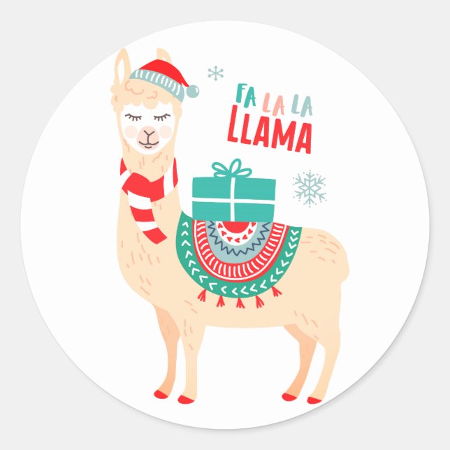 Sticker Rond Fa La Llama | Noël (Devant)