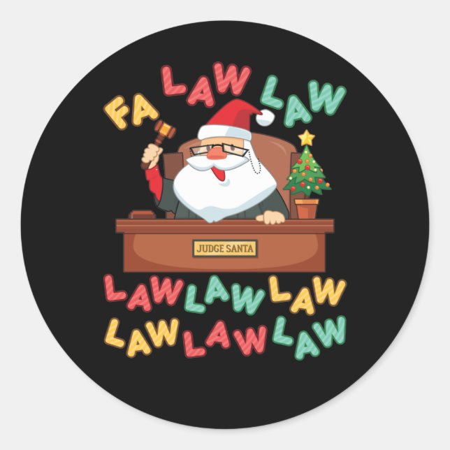 Sticker Rond Fa Law Avocat amusant Père Noël Juge Christmas (Devant)