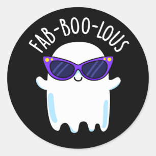 Sticker Rond Fab-Boo-Lous Funny Ghost Pun Dark BG