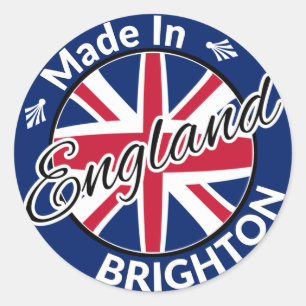 Sticker Rond Fabriqué à Brighton Angleterre Union Jack Drapea