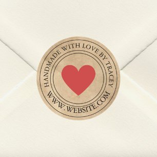 Sticker Rond Fabriqué à la main avec amour Élégant look papier 
