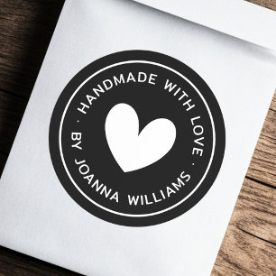 Sticker Rond Fabriqué à la main avec le nom de coeur de l'amour