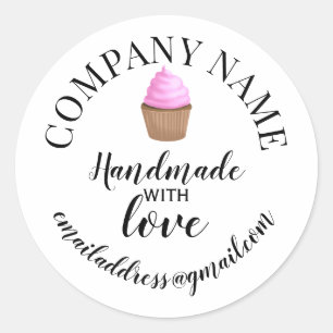 Sticker Rond Fabriqué à la main avec un gâteau de nom de soc