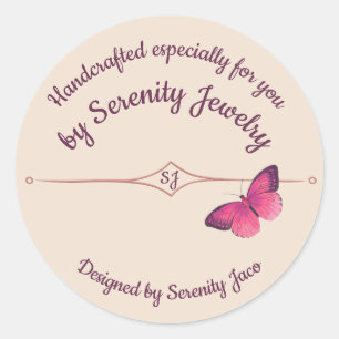 Sticker Rond Fabriqué à la main par With Purple Butterfly