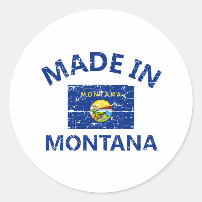 Sticker Rond Fabriqué à MONTANA États-Unis Drapeaux (Devant)