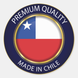 Sticker Rond Fabriqué au Chili Drapeau, Couleurs chiliennes sim