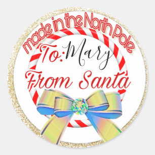 Sticker Rond Fabriqué au Père Noël du Pôle Nord Noël