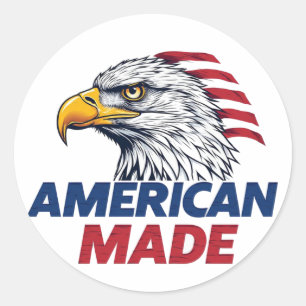 Sticker Rond Fabriqué aux États-Unis Motif patriotique USA, Cad