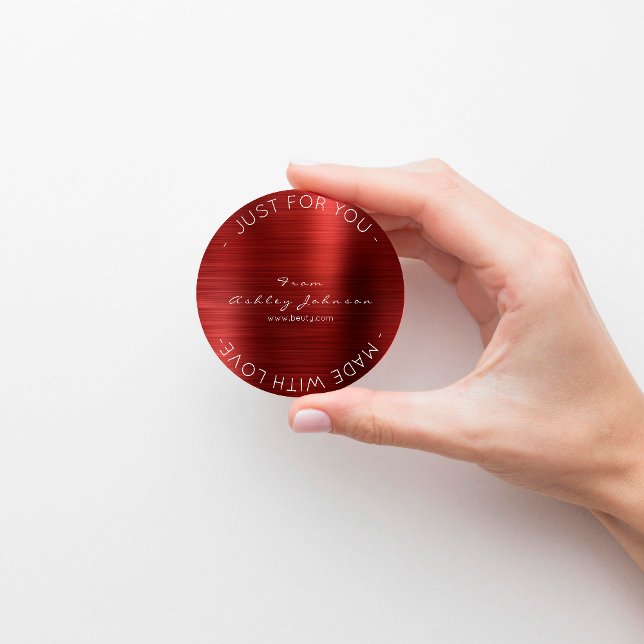 Sticker Rond Fabriqué Avec Aimant Acier Rouge Bourgogne Métalli (Créateur téléchargé)