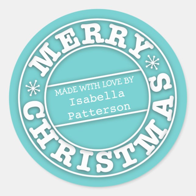 Sticker Rond Fabriqué avec amour à partir d'un chevalet de Noël (Devant)