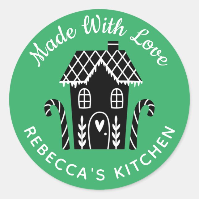 Sticker Rond Fabriqué Avec Amour Cute Baking De Noël (Devant)