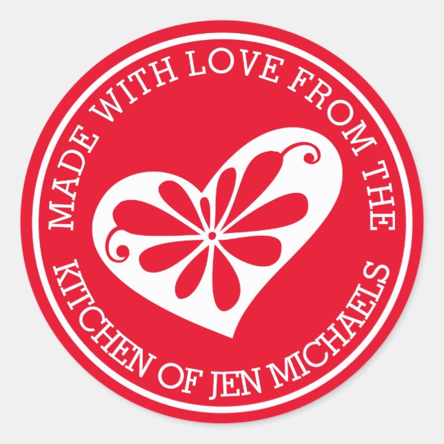 Sticker Rond Fabriqué avec amour de (Devant)