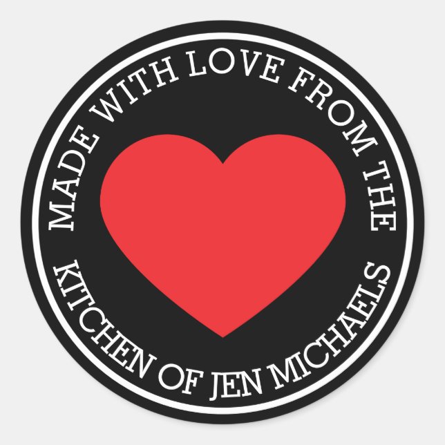 Sticker Rond Fabriqué avec amour de (Devant)