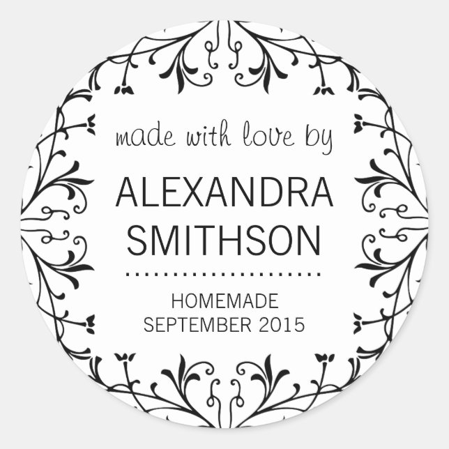 Sticker Rond Fabriqué avec amour Étiquettes-cadeaux maison Cann (Devant)