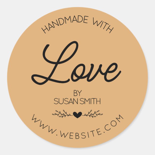 Sticker Rond Fabriqué avec amour fait main (Devant)