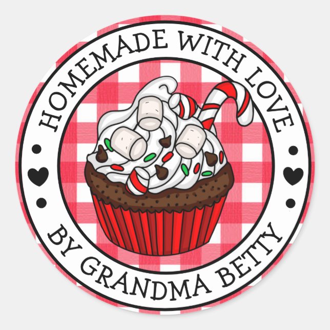 Sticker Rond Fabriqué avec amour, gâteaux de Noël faits maison (Devant)