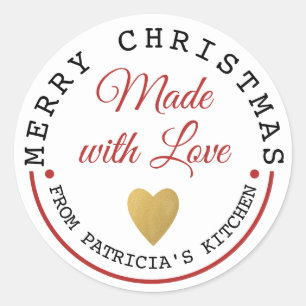 Sticker Rond Fabriqué Avec Amour Joyeux Cookies De Noël