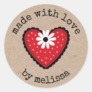 Sticker Rond Fabriqué Avec Amour Kraft Personnalisé