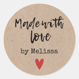 Sticker Rond Fabriqué avec amour Kraft personnalisé