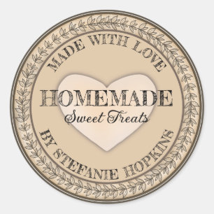 Sticker Rond Fabriqué Avec Amour Petite Entreprise Maison