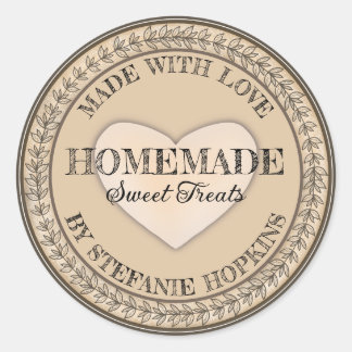 Sticker Rond Fabriqué Avec Amour Petite Entreprise Maison