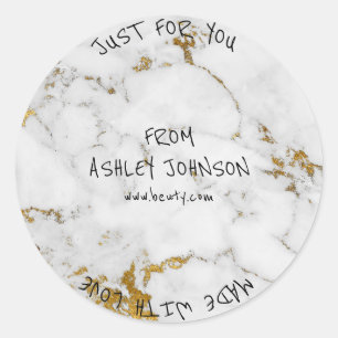 Sticker Rond Fabriqué Avec Amour Pour Vous Nom Marble Vip Or No