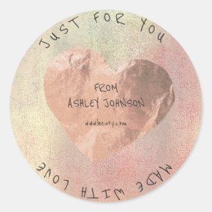 Sticker Rond Fabriqué Avec Amour Pour Vous Nom Rose Paint Cuivr