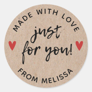 Sticker Rond Fabriqué avec amour Rustique Kraft
