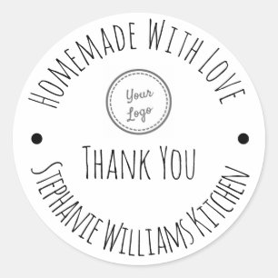 Sticker Rond Fabriqué avec Amour Votre Logo Merci