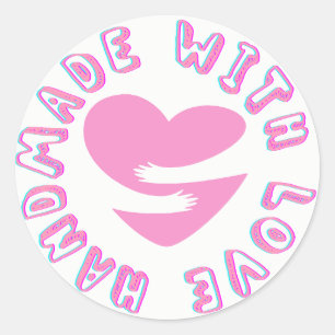 Sticker Rond Fabriqué avec des bras d'amour enroulés autour de 