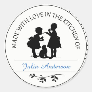 Sticker Rond Fabriqué avec des enfants Vintages d'amour