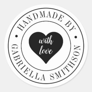 Sticker Rond Fabriqué avec l'amour Artisanat Produit artisanal