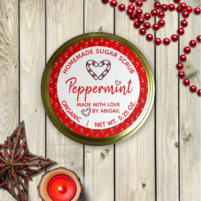 Sticker Rond Fabriqué Avec L'Amour Peppermint Scrub À Sucre Fai (Créateur téléchargé)