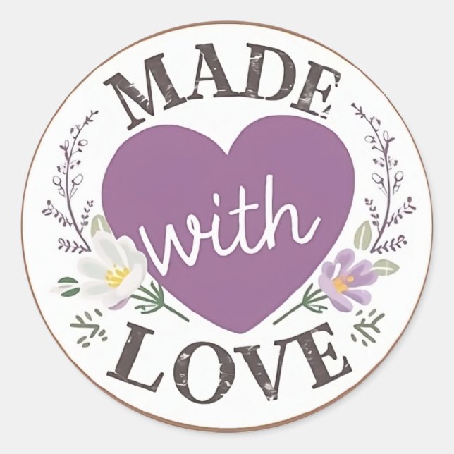 Sticker Rond Fabriqué avec l'autocollant d'amour avec le coeur  (Devant)