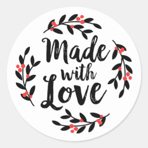 Sticker Rond Fabriqué Avec Un Script De Wreath D'Amour