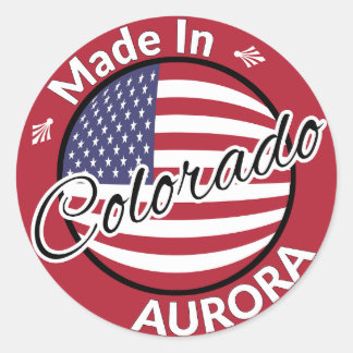 Sticker Rond Fabriqué dans Aurora Colorado Stars Stripes USA Dr