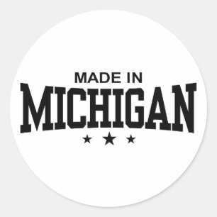 Sticker Rond Fabriqué Dans Le Michigan