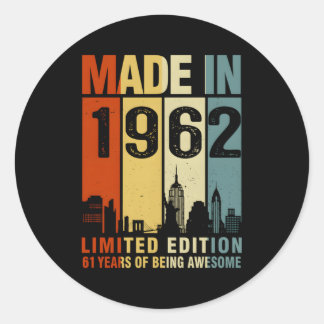 Sticker Rond Fabriqué En 1962 61 Ans D'Être Étonnant