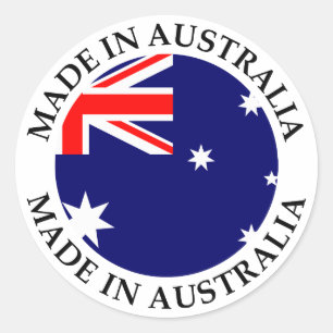 Sticker Rond Fabriqué en Australie avec drapeau rond et texte