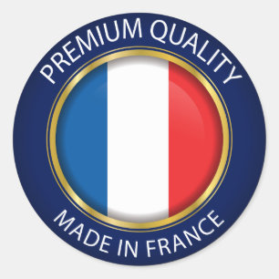 Sticker Rond Fabriqué en France Drapeau, Sceau de couleurs fran