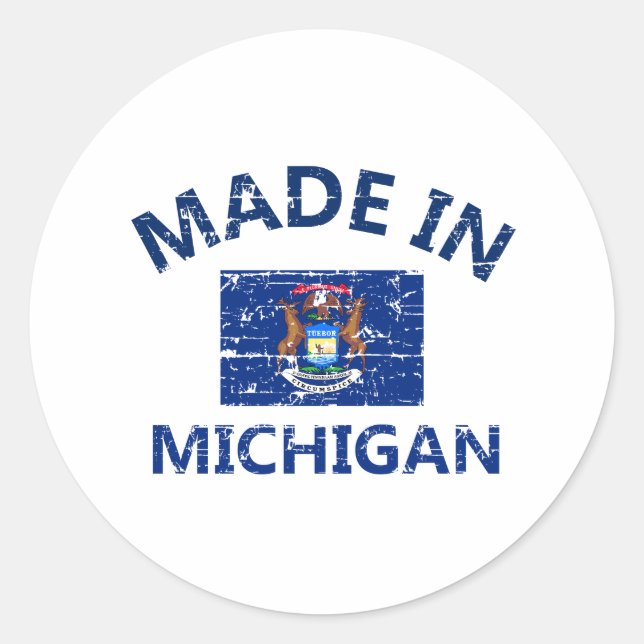 Sticker Rond Fabriqué en MICHIGAN (Devant)
