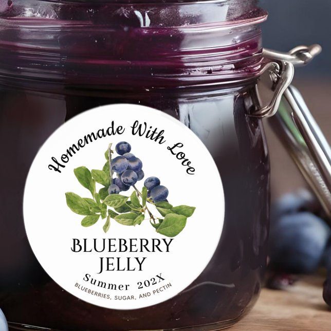 Sticker Rond Fabriqué Maison Avec Amour Blueberry Jelly Été 202 (Créateur téléchargé)