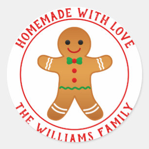 Sticker Rond Fabriqué maison avec amour - Pain d'épices Noël de