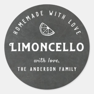 Sticker Rond Fabriqué maison avec Love Limoncello Chalkboard mo