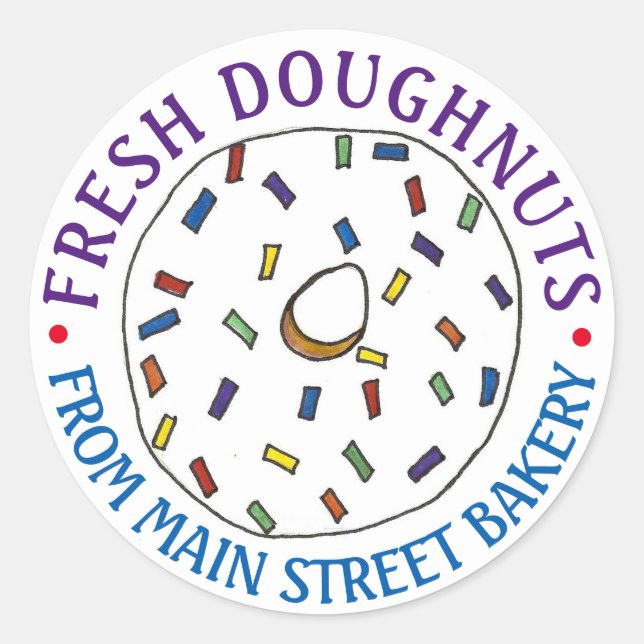 Sticker Rond Fabriqué maison beignets Fraîches Fruits Maison Bo (Devant)
