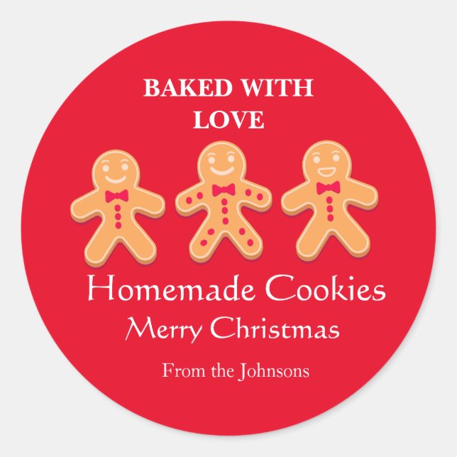 Sticker Rond Fabriqué maison Cookies drôle Gingerbread Hommes F (Devant)