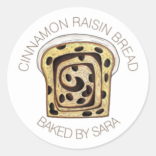 Sticker Rond Fabriqué maison, cuit à la cannelle Raisin Pain Pa