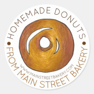 Sticker Rond Fabriqué maison de beignets glacés faits avec amou