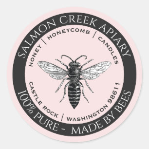 Sticker Rond Fabriqué Par Bees Queen Bee Honey Apiary Products 
